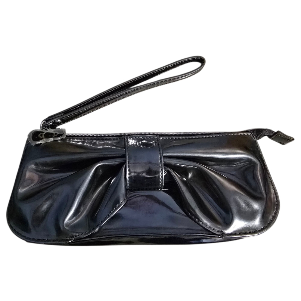 Hello Kitty Gunmetal Gray Wristlet Clutch with Bow Detail